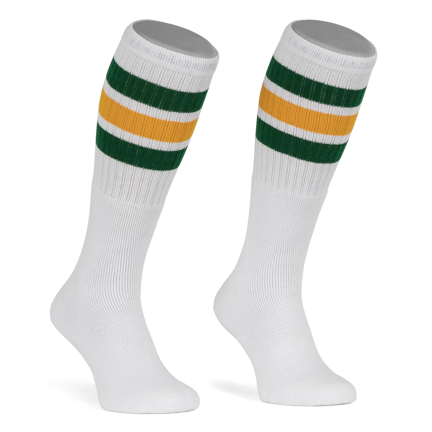 Skatersocks Socken 22 Inch Tube Socks Kniestrümpfe weiß grün gelb gestreift